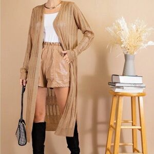 Taupe Long Knit Cardigan